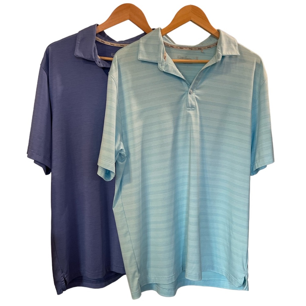 Set of 2 WALTER HAGEN Golf Shirts Performance 11 Light Blue & Medium Blue, Large